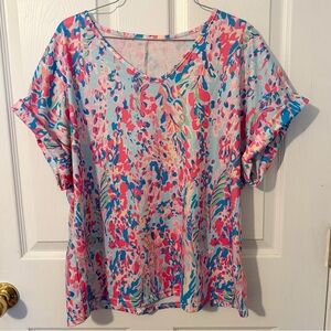 SHEIN Colorful Abstract Short Sleeve Tee